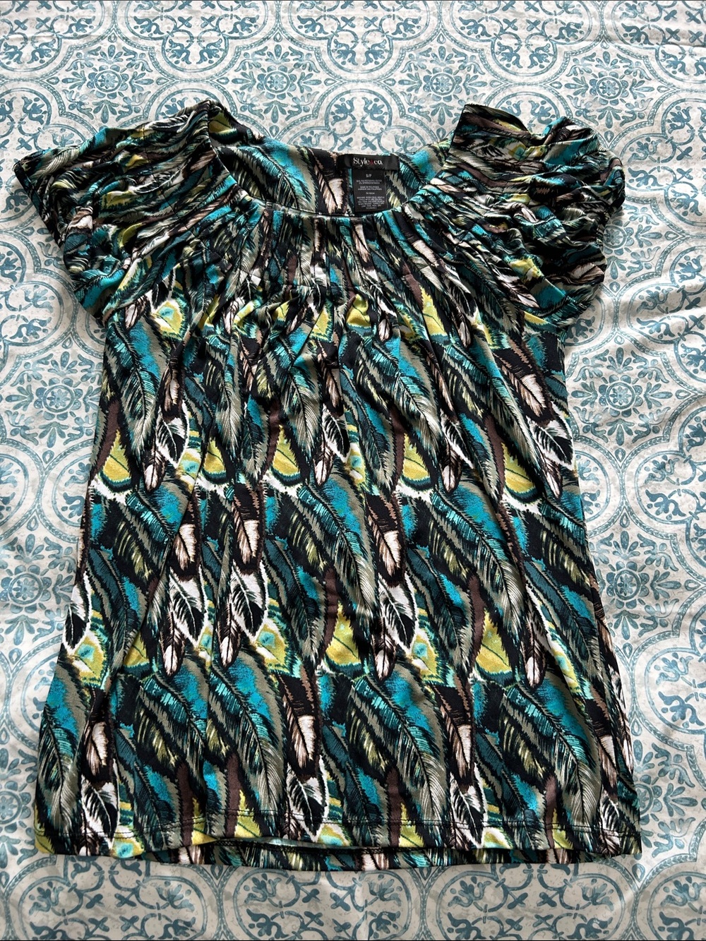 Style & Co Peacock Print Top